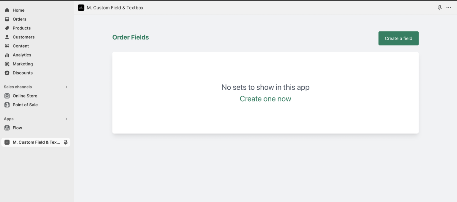 Once it is enabled, then you can go back to the app and start to set your fields. Click create a field button and then just follow this 2 steps to publish your first field.